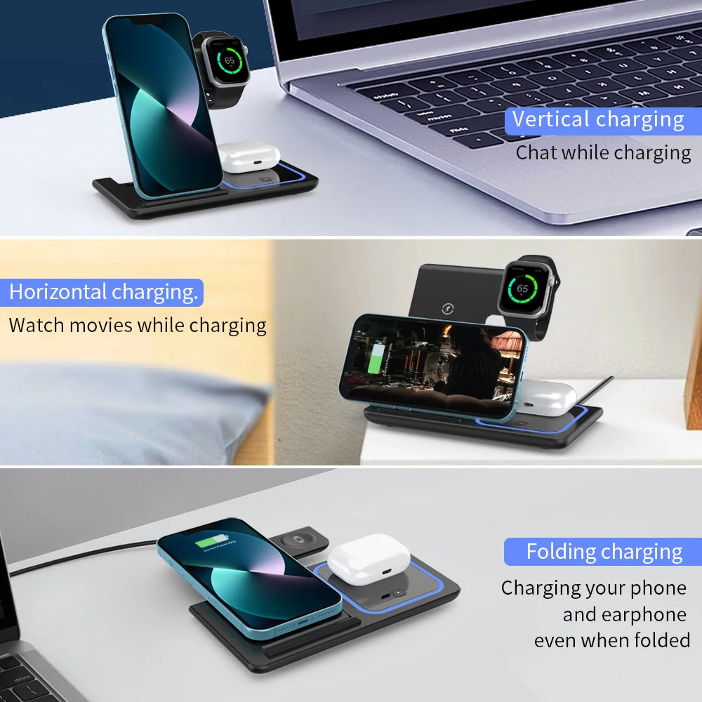 3 In 1 Foldable Wireless Charging Hub